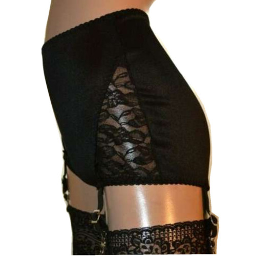 High-Waisted Non-Slip Adjustable Metal 6-Clip Open-Crotch Lace Garter Belt