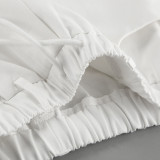 Relaxed Fit Cotton Drawstring Pants in Crisp White