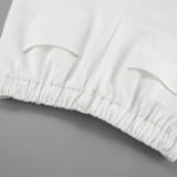 Relaxed Fit Cotton Drawstring Pants in Crisp White