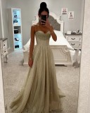 Gilded Spaghetti Strap Maxi Dress