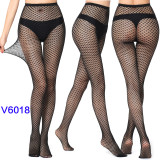 Women Vertical Stripe Hollow Lace Jacquard Basic Tights