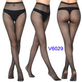 Women Vertical Stripe Hollow Lace Jacquard Basic Tights