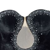 Luxurious Solid Color Velvet Strapless Rhinestone Maxi Dress