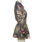 Printed Long Sleeve Top and Bodycon Skirt Set