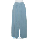 High-Waisted Relaxed Fit Straight-Leg Casual Trousers
