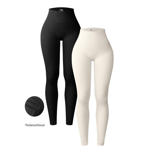 Seamless High-Waist Ribbed Yoga Pants for Women