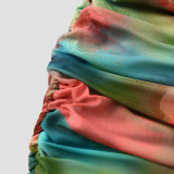 Floral Mesh Boned Bodycon Ruched Cami Dress