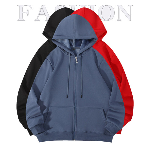 Thickened Couple's Hooded Zipper Sweatshirt - Fleece Lined for Ultimate Warmth