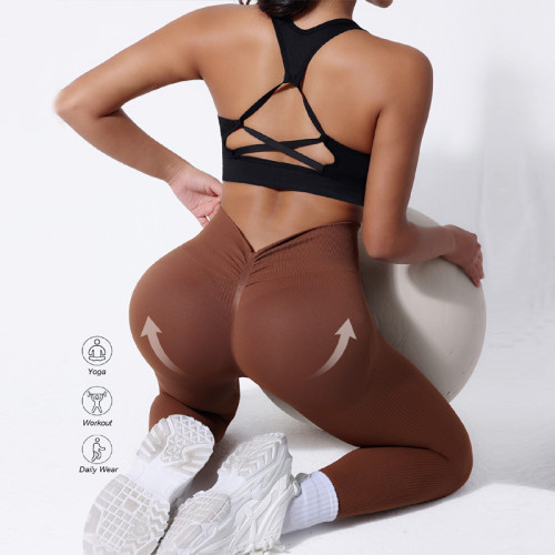 Seamless High-Waist Ribbed Yoga Pants for Women