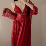 Slip Dress with Spaghetti Straps Lingerie and Robe Set