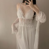 Slip Dress with Spaghetti Straps Lingerie and Robe Set