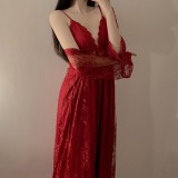 Slip Dress with Spaghetti Straps Lingerie and Robe Set