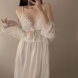 Slip Dress with Spaghetti Straps Lingerie and Robe Set
