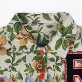 Floral Embroidered Short Jacket with Square Neckline for Women