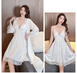 Lace V-Neck Sleep Dress & Robe Set