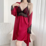 Lace-Trimmed Two-Piece Cami Robe Set