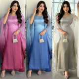 Elegant Gradient Satin Dress for Modern Muslim Women