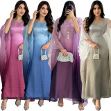 Elegant Gradient Satin Dress for Modern Muslim Women