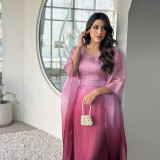 Elegant Gradient Satin Dress for Modern Muslim Women