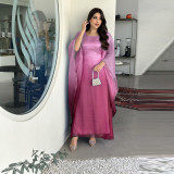 Elegant Gradient Satin Dress for Modern Muslim Women