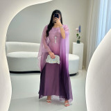 Elegant Gradient Satin Dress for Modern Muslim Women