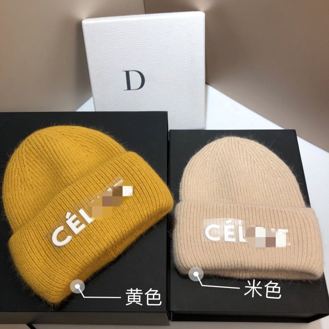 Letter Rabbit Hair Knit Hat