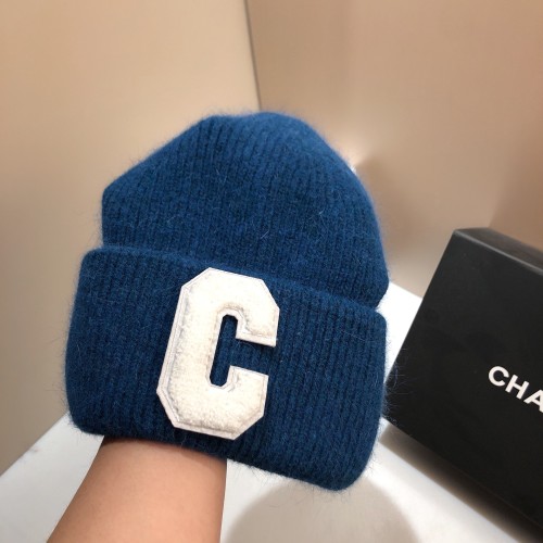 Luxury Rabbit Fur Long Folded C Letter Knit Beanie