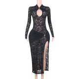 Sexy Lace Split Maxi Dress