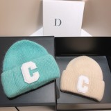 Luxury Rabbit Fur Long Folded C Letter Knit Beanie
