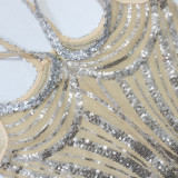 Stripsequined Slim Waist Fur Bodycon Party Evening Dress