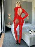 Closed Crotch Sheer Fishnet Long Sleeve Bodysuit