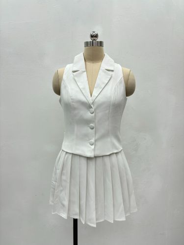 Blazer & Pleated Mini Skirt Set