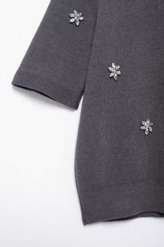 Jewelry-Embellished Knit Top & Mini Skirt Set