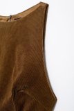 Versatile Belted Corduroy Dress