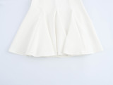 Classic Wave Hem Bow Tie Short Dress