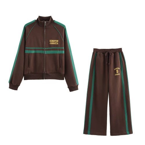 Ihoov Unique Printed Stand Collar Zipper Hoodie with Matching Trousers