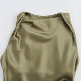Elegant Satin Midi Dress with Luxurious Texture