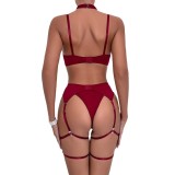 Bow Tie Underwire Bra Set with Gloves