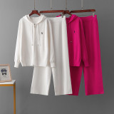 Stylish Zip-Up Jacket & Relaxed Wide-Leg Pants Knitted Set for Women