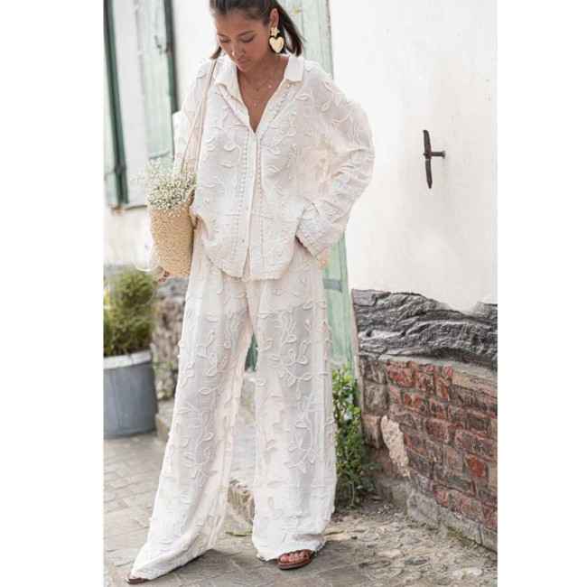 Fashionable Floral Jacquard Two-Piece Set