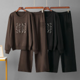 Trendy Round Neck Sweater & Relaxed Knit Sport Pants
