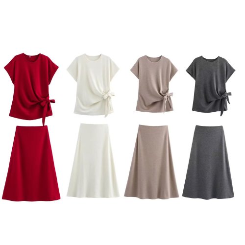 Soft Fabric Blouse & Midi Skirt Set