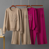 Trendy Round Neck Sweater & Relaxed Knit Sport Pants