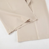 Khaki Sleeveless Vest and Wide-Leg Pants Set for Women