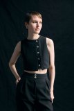 Sleeveless Crop Top with High-Waisted Nine-Point Pants Set