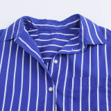 Loose Batwing Sleeve Versatile Striped Shirt