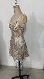Sequin Beaded Mini Dress