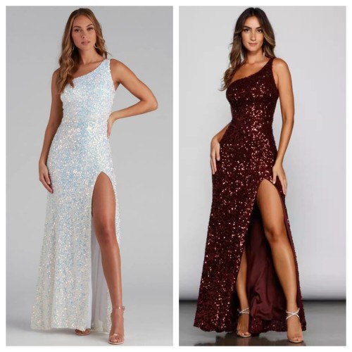 Sleeveless Sequin Slit One-Shoulder Bodycon Party Dress