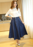 Flowy Denim Maxi Skirt with Flared Hem