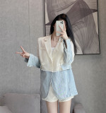Denim Patchwork Blazer for Women